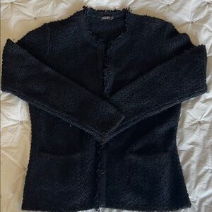 J. McLaughlin Navy Textured Sweater Jacket